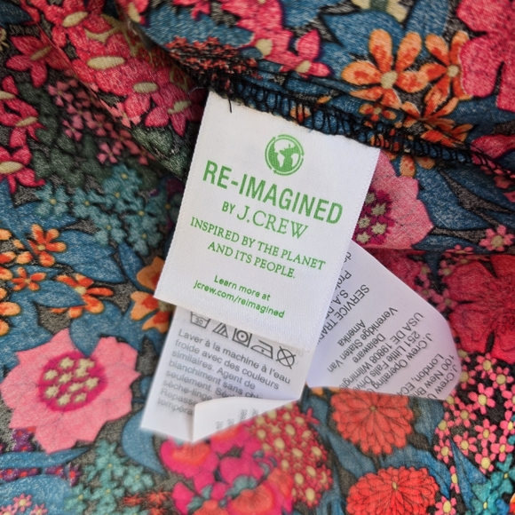 J. Crew Liberty Ciara Ruffleneck Flutter Sleeve Floral Top Pleated Pink Small - Picture 8 of 13